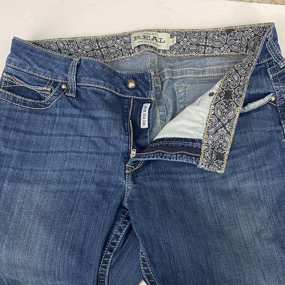 Ariat Real Riding 34L Boot Cut Spitfire WMS Denim  Jeans in Classic Blue $98 - Picture 5 of 17